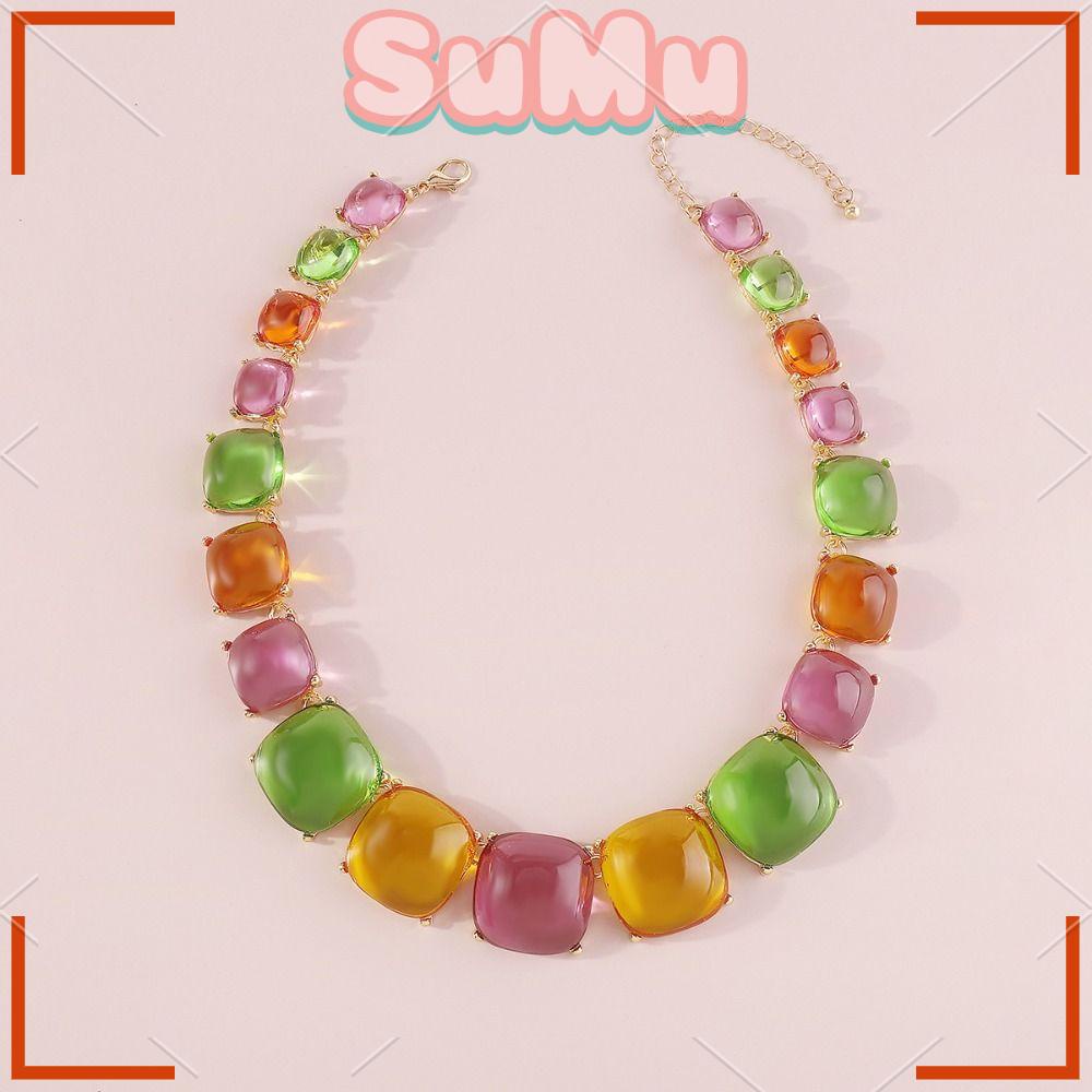 Sumu Vòng cổ Choker Trong Suốt Mặt Hình Học Phối Màu Sáng Tạo Phù Hợp Cho Đám Cưới