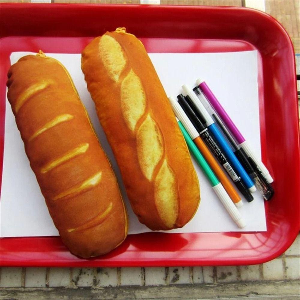 BERNARDO Túi Đựng Bút Hình Bánh Mì Lông Xù Cỡ Lớn Dễ Thương Cho Nữ