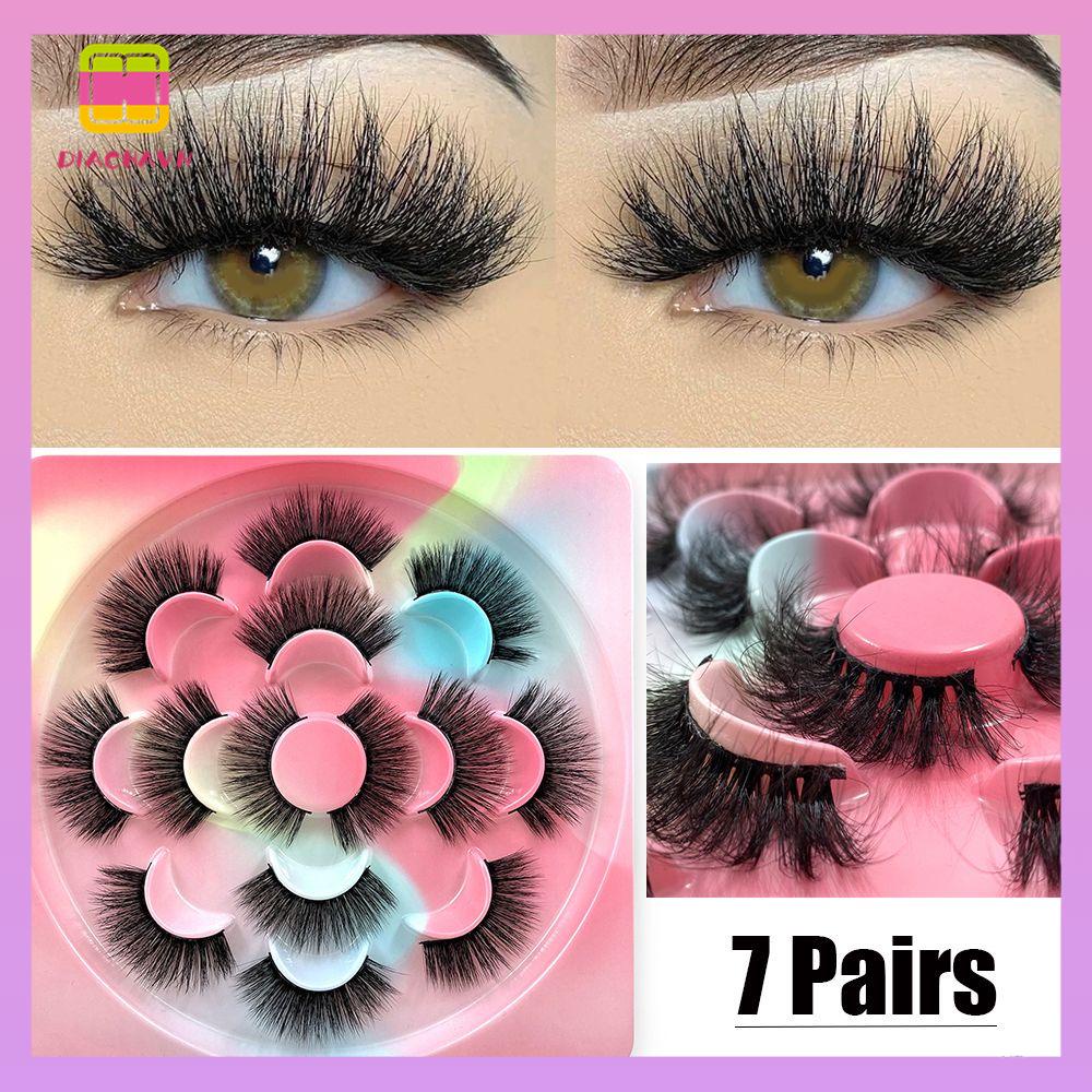 DIACHAVN Bộ 7 Cặp Lông Mi Giả Dài Tự Nhiên Mềm Mịn Tái Sử Dụng Được