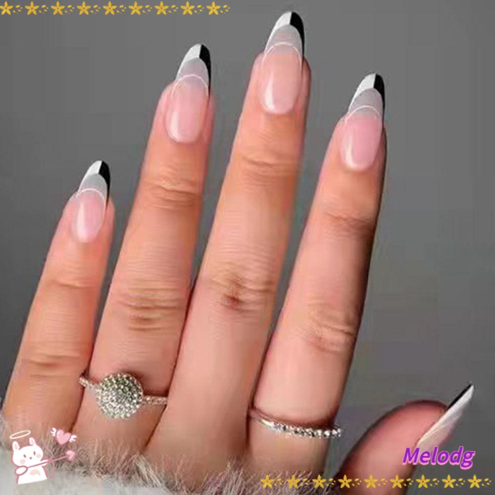 MELODG Bộ 24 Móng Tay Giả Che Phủ Toàn Diện Tháo Rời Được Kiểu Pháp