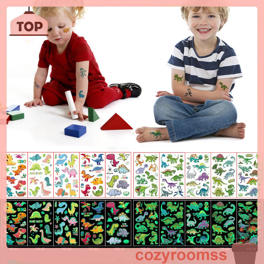 Hình Xăm Dán Họa Tiết Động Vật 3D Dạ Quang Chống Nước Nhiều Màu Sắc Dễ Thương Dành Cho Bé Trai Và Bé Gái