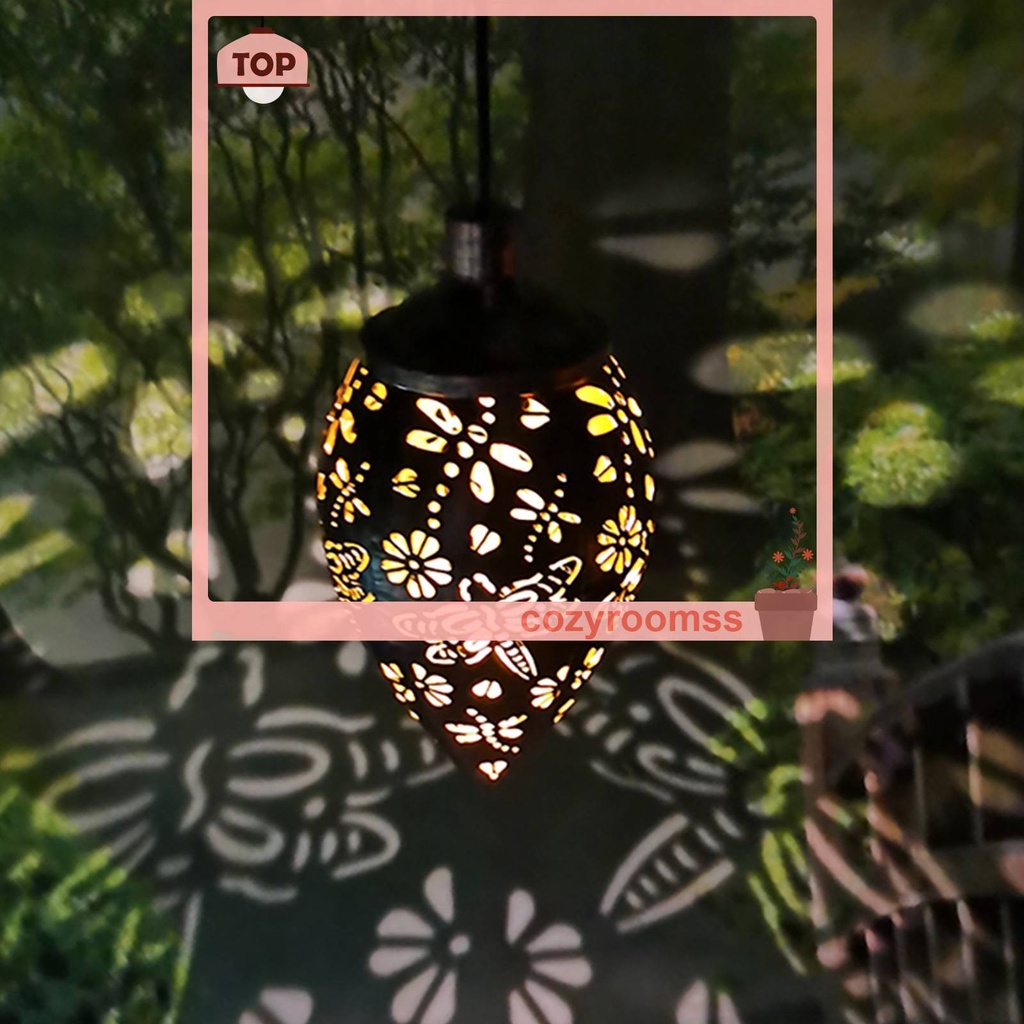 Lồng Đèn Treo Trang Trí Sân Vườn Bằng Sắt Sử Dụng Năng Lượng Mặt Trời Chống Thấm Nước