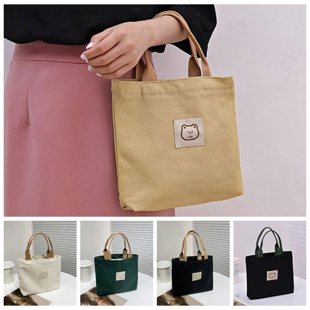 Túi Xách Đeo Vai Vải Bạt Ngăn Chứa Rộng Hình Gấu Hoạt Hình Cho Nữ