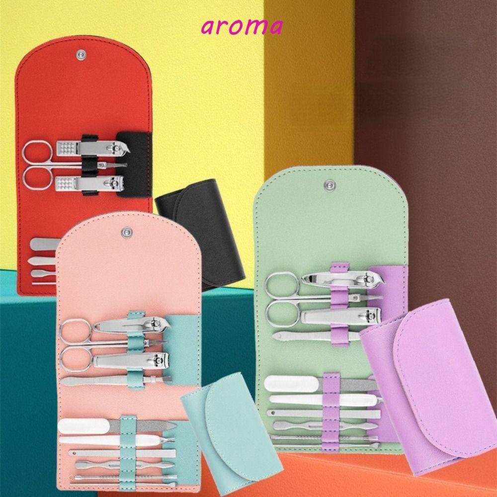 AROMA Bộ Kềm Cắt Móng Tay Kèm Túi Da Đựng Tiện Dụng