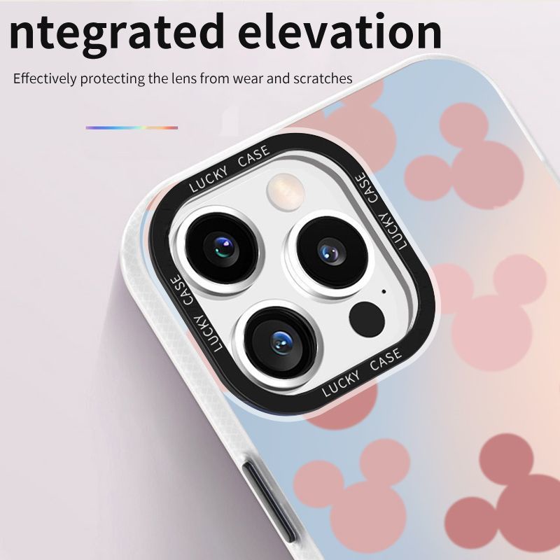 Ốp Điện Thoại IMD Màu Hồng Laser Hình Mickey Cho Iphonexr12678Plus 1314 promax 11LZ