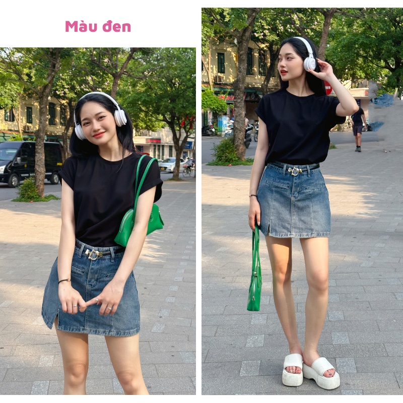 Áo phông trơn LACHI tay hến tulip cánh rơi dáng rộng chất tổ ong mềm mát phong cách công sở AL19