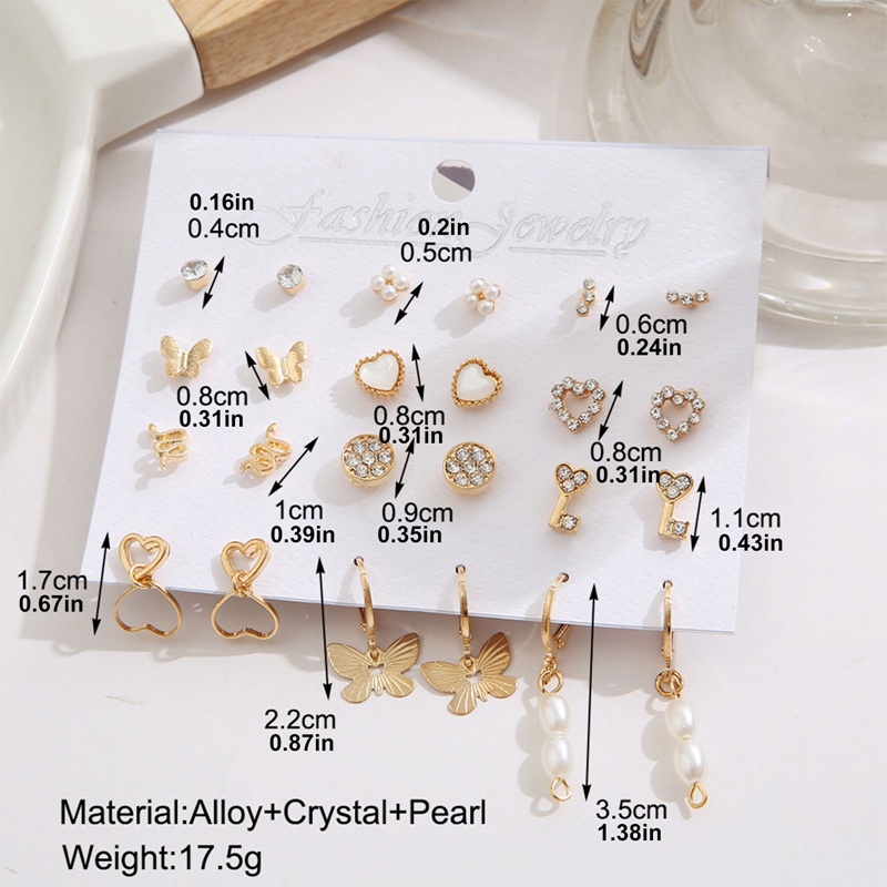 Ygt Set 12 Cặp Bông Tai Đính Đá Thời Trang Nữ