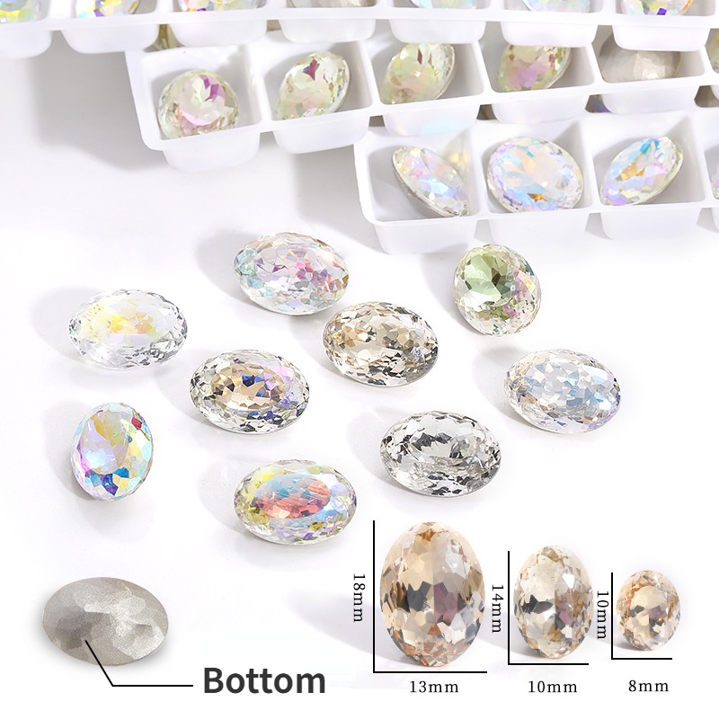 Bộ Đá Pha Lê Hình Tổ Ong Oval Nhiều Màu Lấp Lánh Dễ Thương Dùng Trang Trí Móng Tay