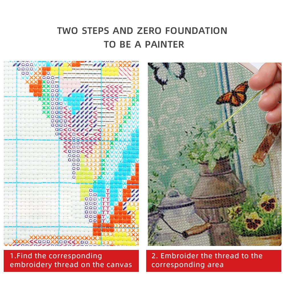 Bộ Tranh Thêu Chữ Thập Đính Đá DIY Hình Thị Trấn Biển Châu Âu