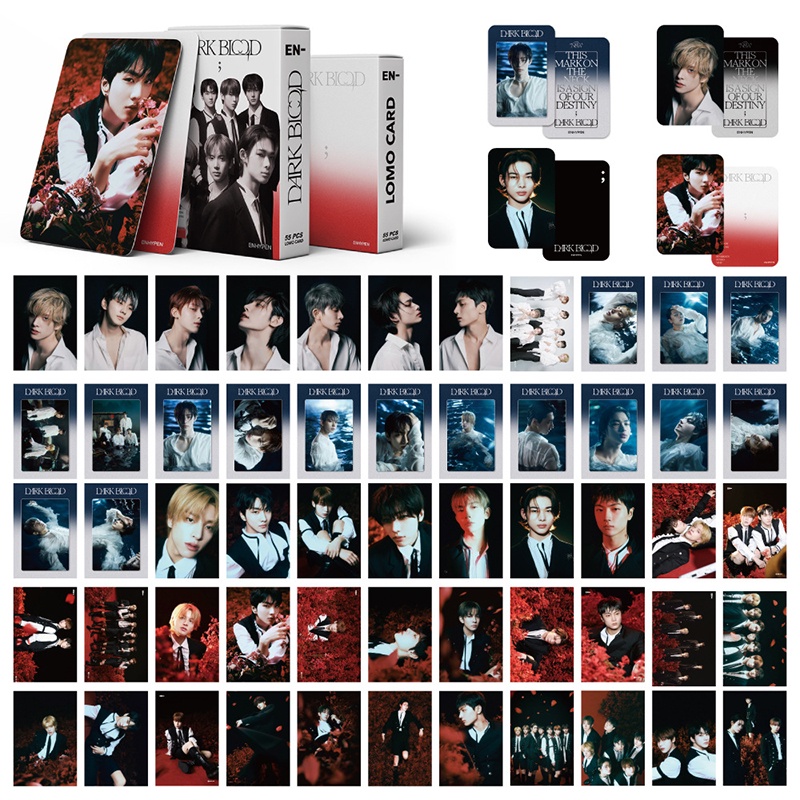ENHYPEN LOMO Card Set 55 Tấm Thẻ Ảnh DARK BLOOD NEW Hình Nhóm Nhạc KPOP