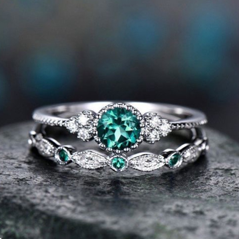 Set 2 Nhẫn Đính Đá Nhân Tạo Thời Trang Dành Cho Nữ