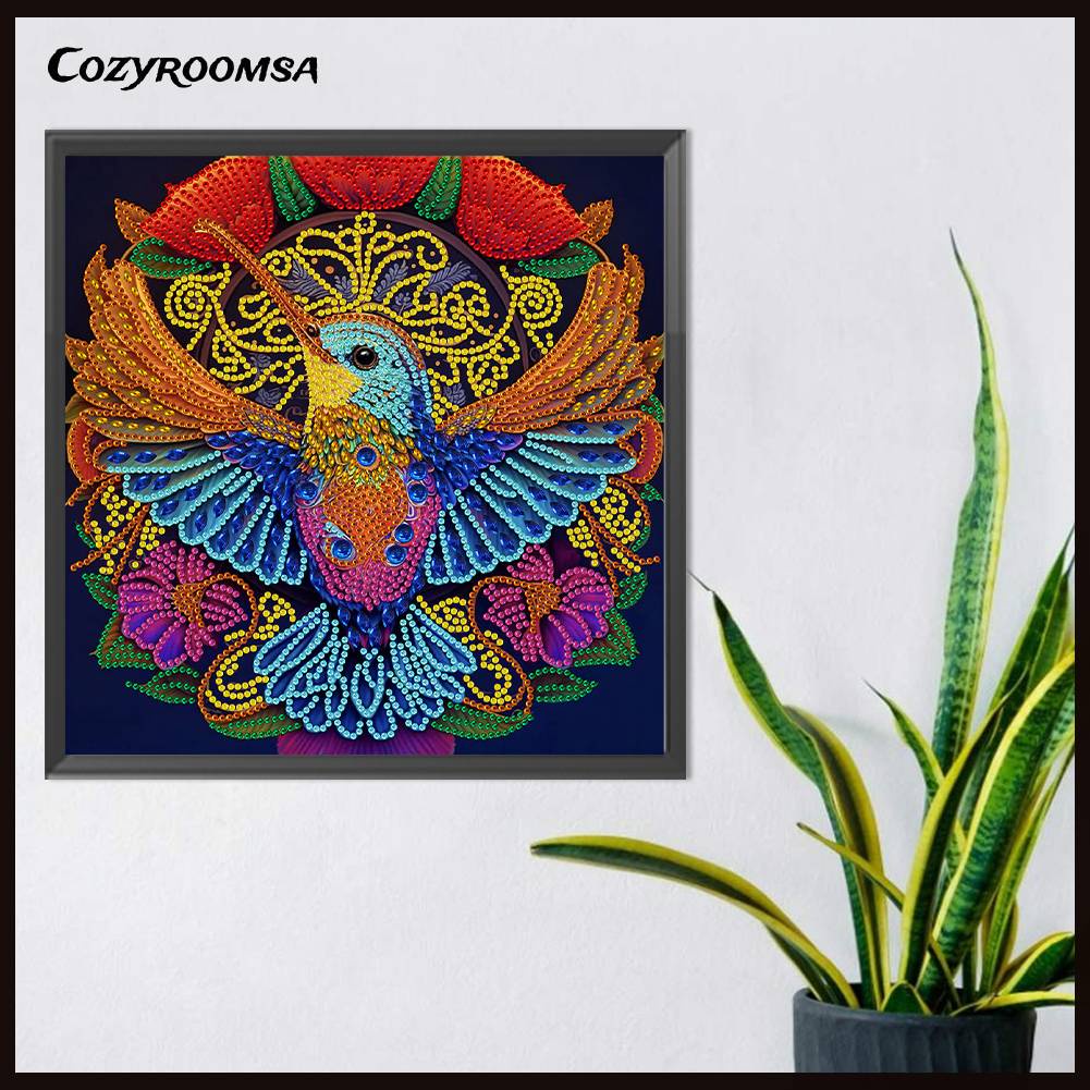 Tranh Đính Đá 5D DIY Họa Tiết Chim Ruồi Độc Đáo Để Trang Trí Nhà