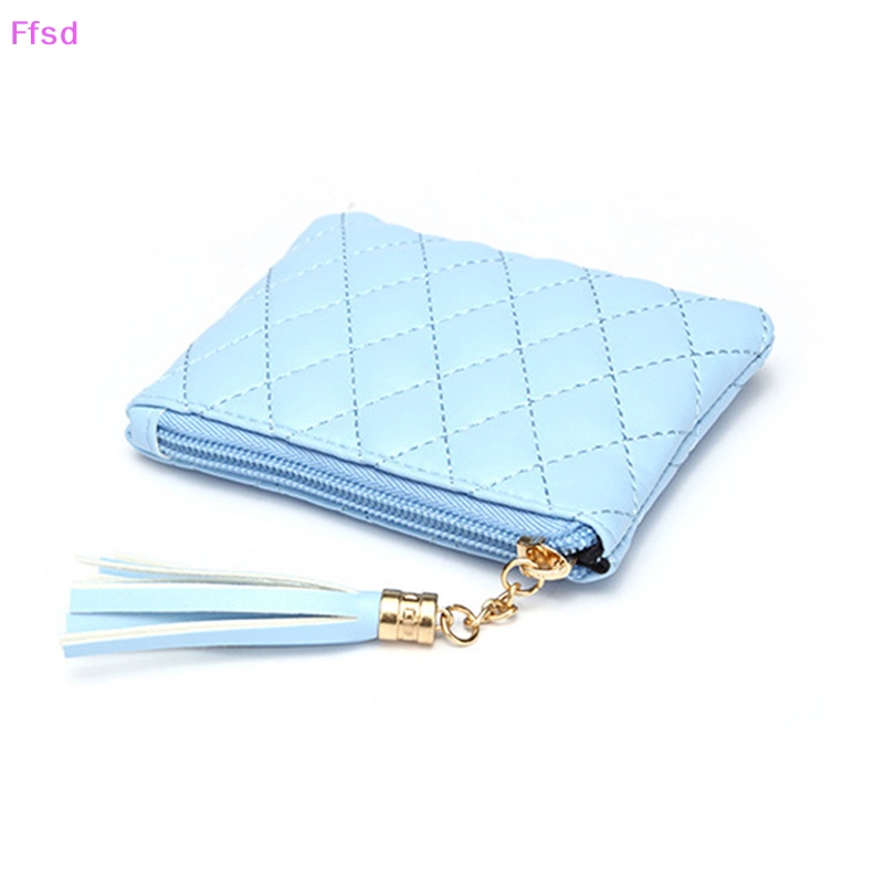 Ví Da PU Ngắn Đựng Tiền Xu / Thẻ Thêu Họa Tiết Tua Rua Có Khóa Kéo Thời Trang Cho Nữ