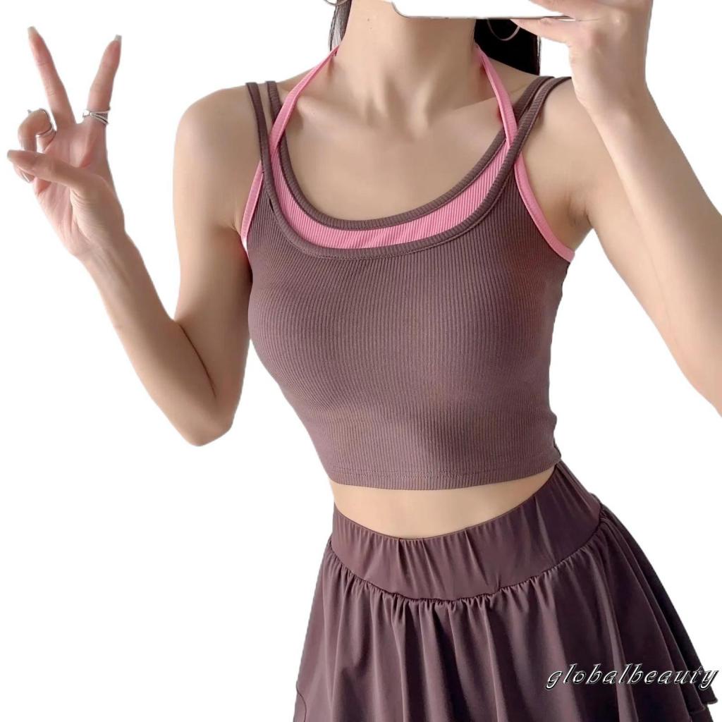 Áo Không Tay Cổ Yếm Màu Sắc Tương Phản Thời Trang Mùa Hè Cho Nữ