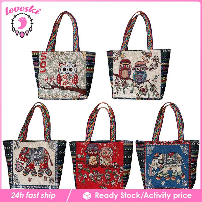 Túi Xách Nữ In Hình Cú Mèo Phong Cách Vintage