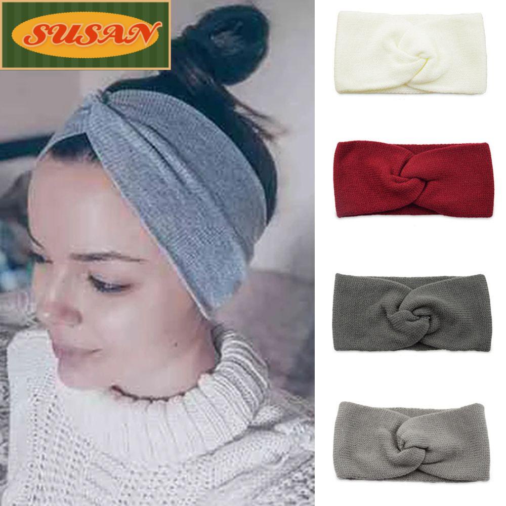 SUSANS Băng Đô Cài Tóc Bản Rộng Co Giãn Màu Trơn Mới