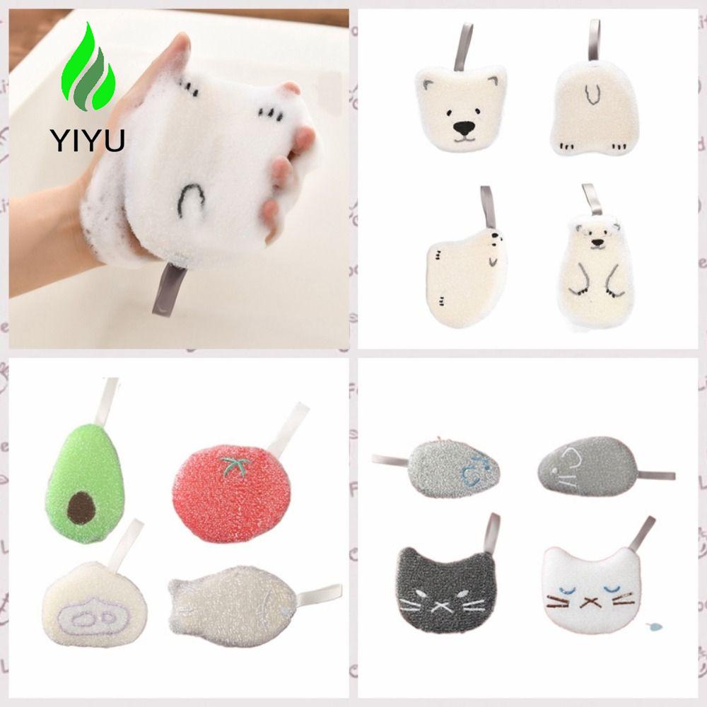 YIYU Set 4 Miếng Bọt Biển Rửa Chén Mềm Mại Dày Dặn Không Dính Có Thể Tái Sử Dụng Cho Nhà Bếp