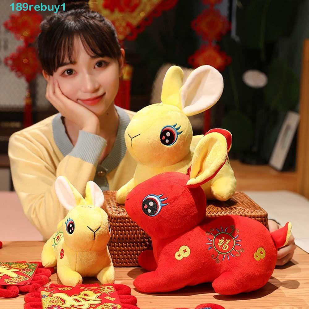 REBUY1 Thỏ Nhồi Bông Cotton Mềm Mại Phong Cách Trung Hoa Trang Trí Năm Mới