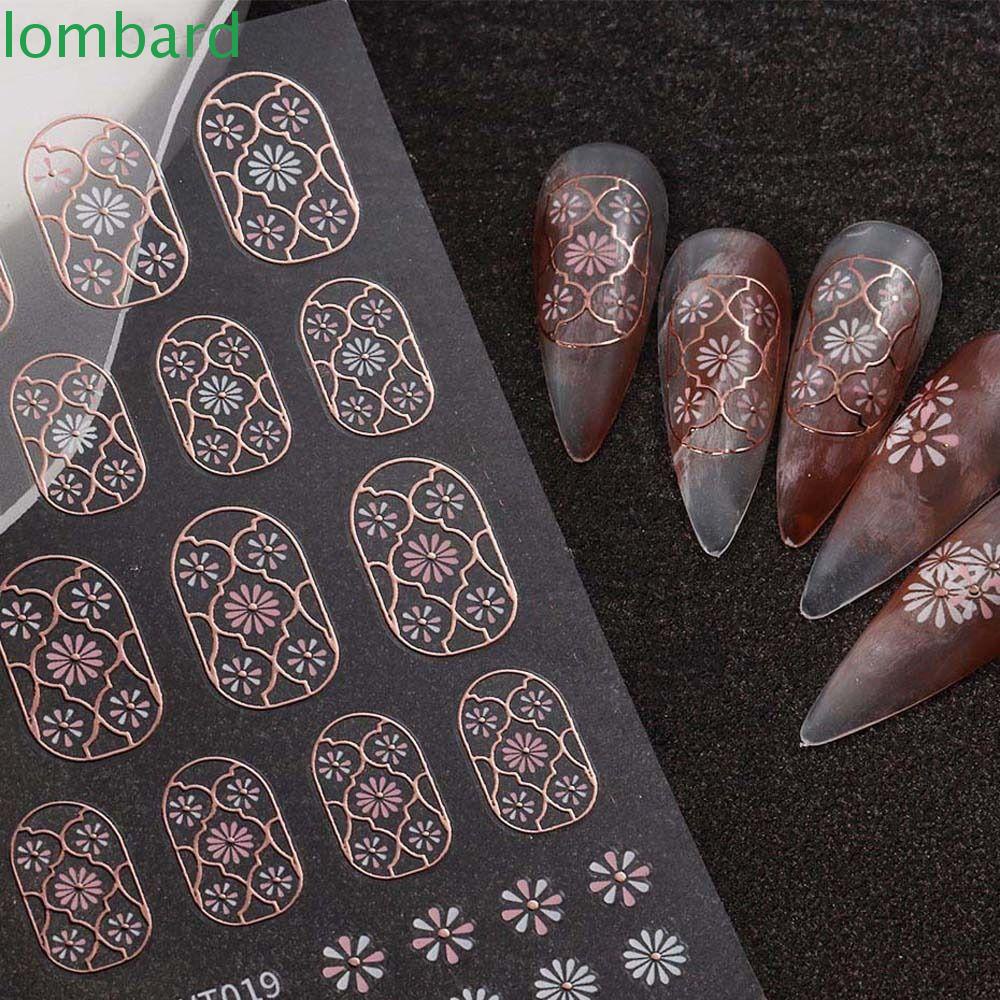LOMBARD Miếng Dán Trang Trí Móng Tay Tự Dính Hình Hoa Hướng Dương Phong Cách Retro Dành Cho Nữ
