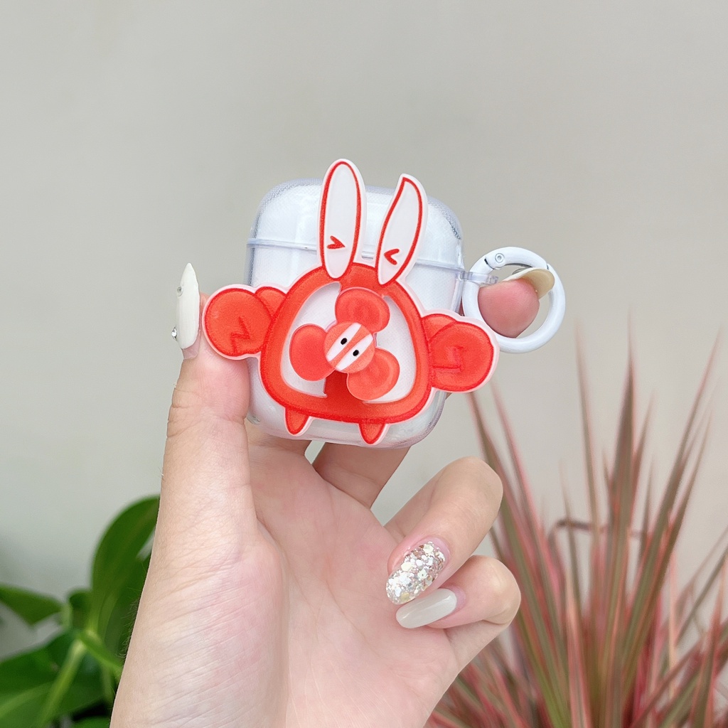 Vỏ Bảo Vệ Hộp Sạc Tai Nghe AirPods 1 2 pro2 2022 Gen3 Trong Suốt Họa Tiết Hoạt Hình 3D Kèm Móc Treo Tiện Dụng