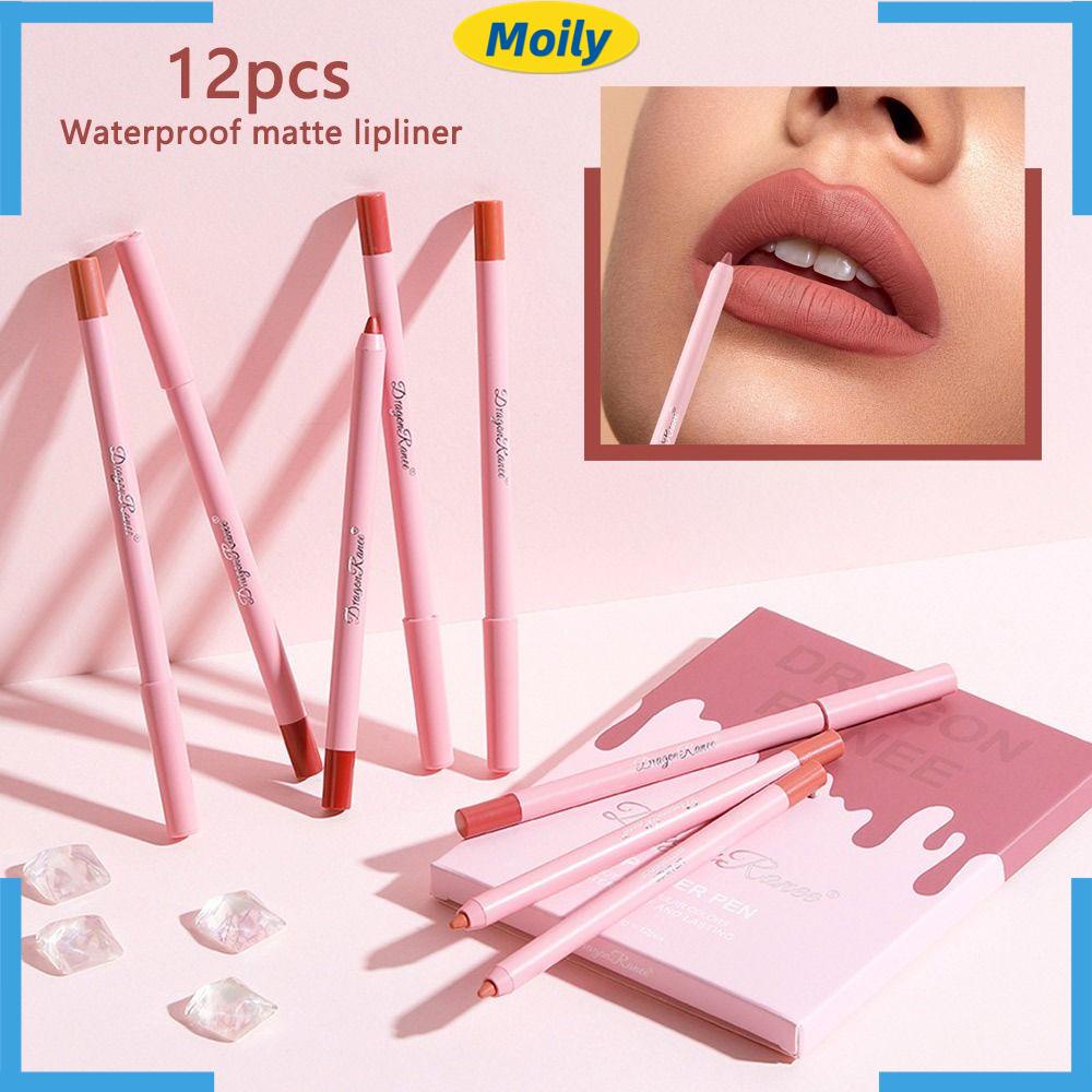 MOILYVN Set 12 Chì Kẻ Viền Môi Lâu Trôi Nhung Mịn Trang Điểm Chuyên Nghiệp