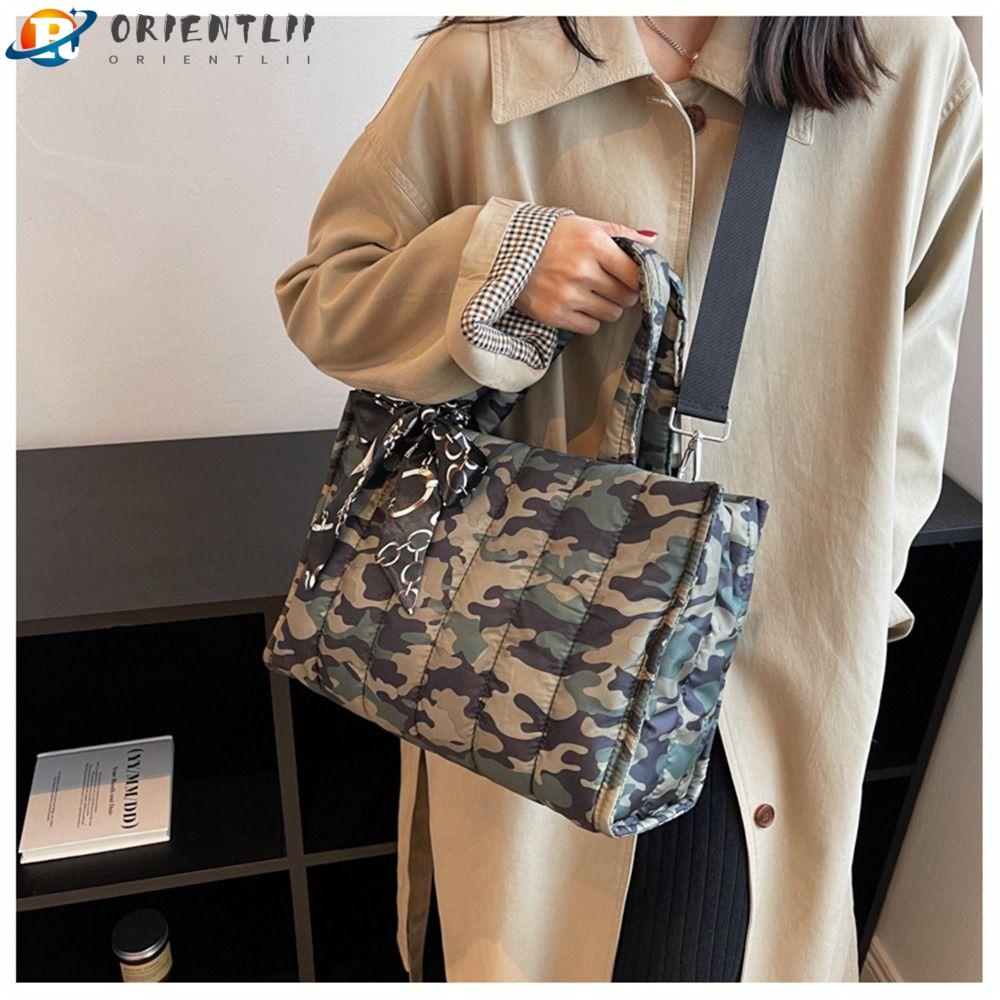 ORIENTLII Túi Xách Đeo Vai Bằng Vải Cotton Cỡ Lớn Phối Ruy Băng Thanh Lịch Cho Nữ