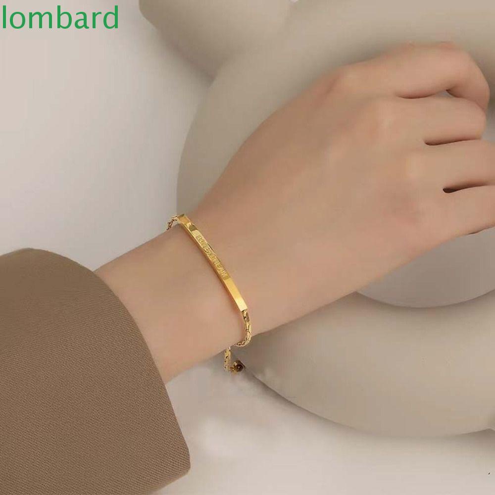 LOMBARD Vòng Tay Thép Titan Thiết Kế Đơn Giản Có Thể Điều Chỉnh Phong Cách Hàn Quốc Cho Cặp Đôi