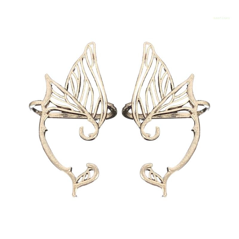 Bộ 2 Khuyên Tai Kẹp Vành Tai Bằng Kim Loại Thời Trang Dự Tiệc