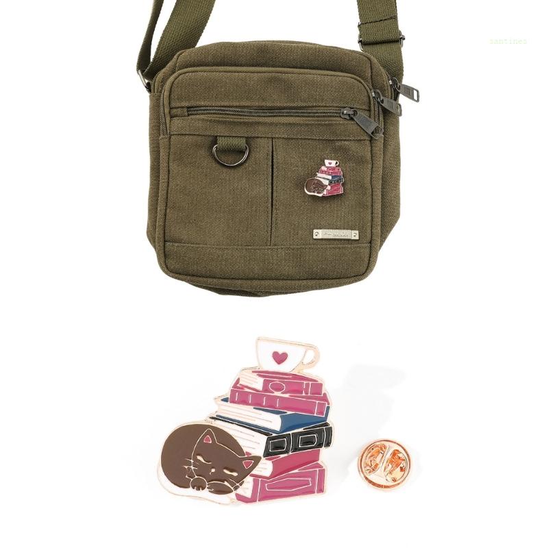 Ghim Cài Áo Tráng Men Cứng Hình Mèo Hoạt Hình Dễ Thương