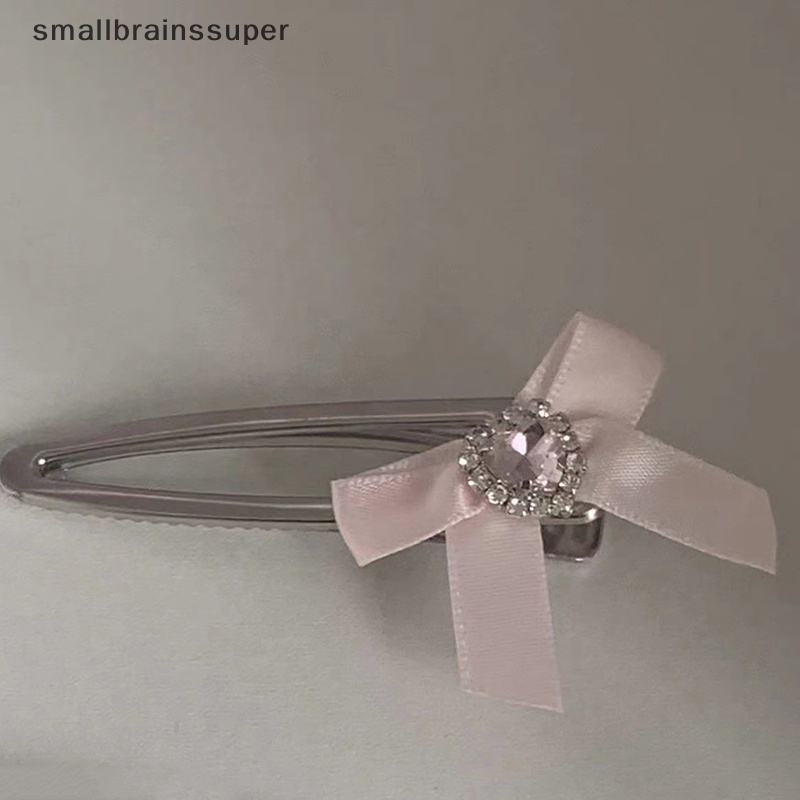 Kẹp Tóc Kim Loại Hình Nơ Đính Pha Lê Xanh Dương / Hồng Phong Cách Gothic Dễ Thương Thời Trang Cho Nữ Y2K SBS