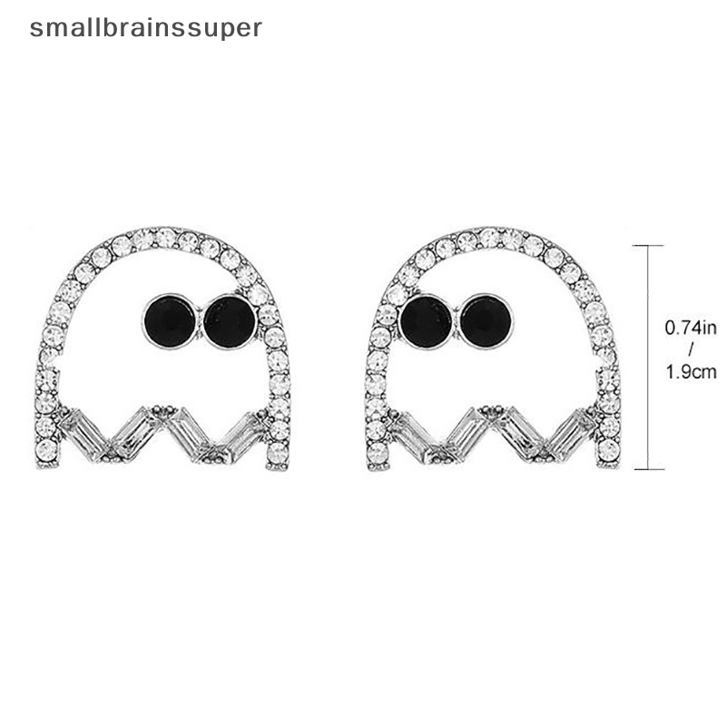 1 Đôi Bông Tai Hình Con Ma Màu Đen Đính Kim Cương Giả Dùng Hóa Trang Halloween Dành Cho Nữ SBS