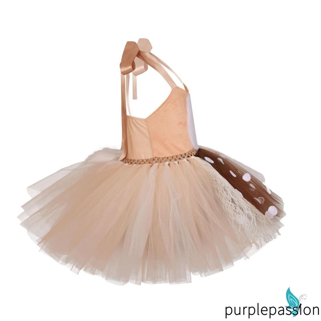 Đầm Hóa Trang Tuần Lộc Hoạt Hình Kèm Băng Đô Cài Tóc Xinh Xắn Cho Bé Gái