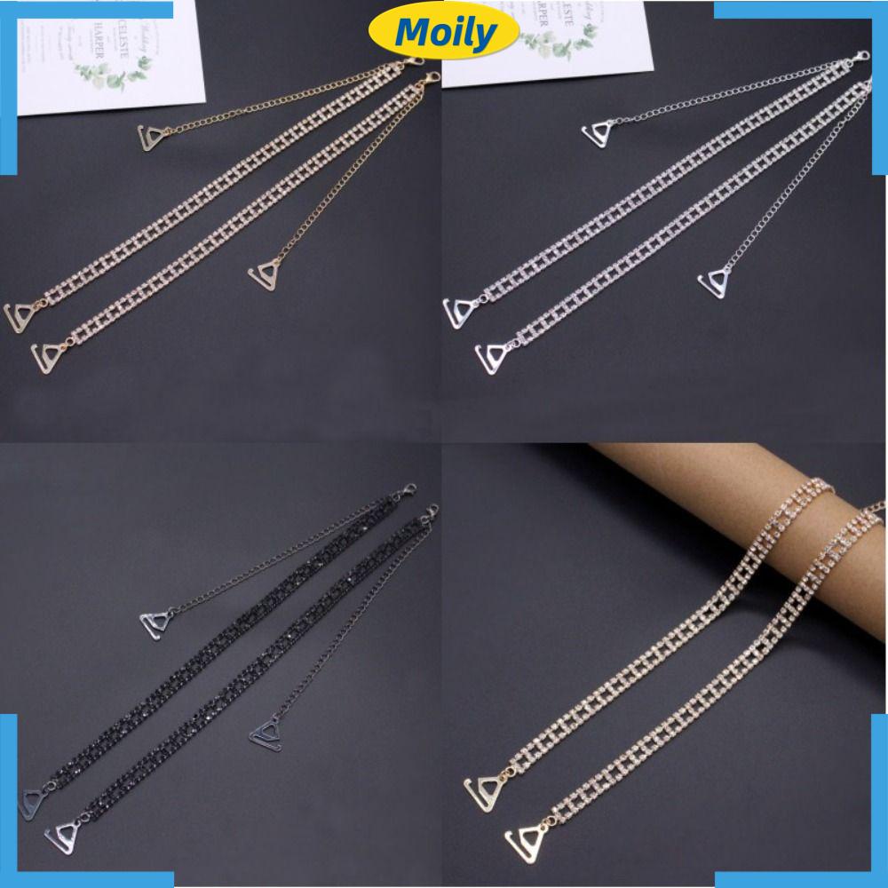 MOILYVN 1 Cặp Dây Đeo Áo Ngực Đính Đá Pha Lê Bằng Hợp Kim Dạng Chuỗi Hình Học Rỗng Có Thể Điều Chỉnh Cho Nữ