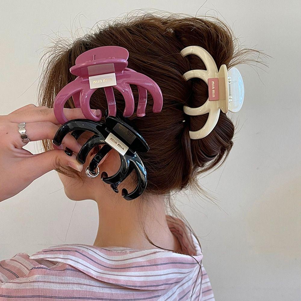 OCEANMAP Kẹp Tóc Màu Đen / Hồng Họa Tiết Chữ Thời Trang Cho Nữ