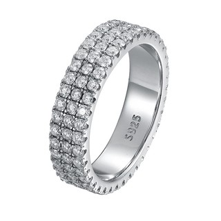 Moissanite Nhẫn, nam giới và phụ nữ có thể phát hiện bằng bút kim cương, đầy đủ ba hàng nhẫn của cặp vợ chồng kim cương
