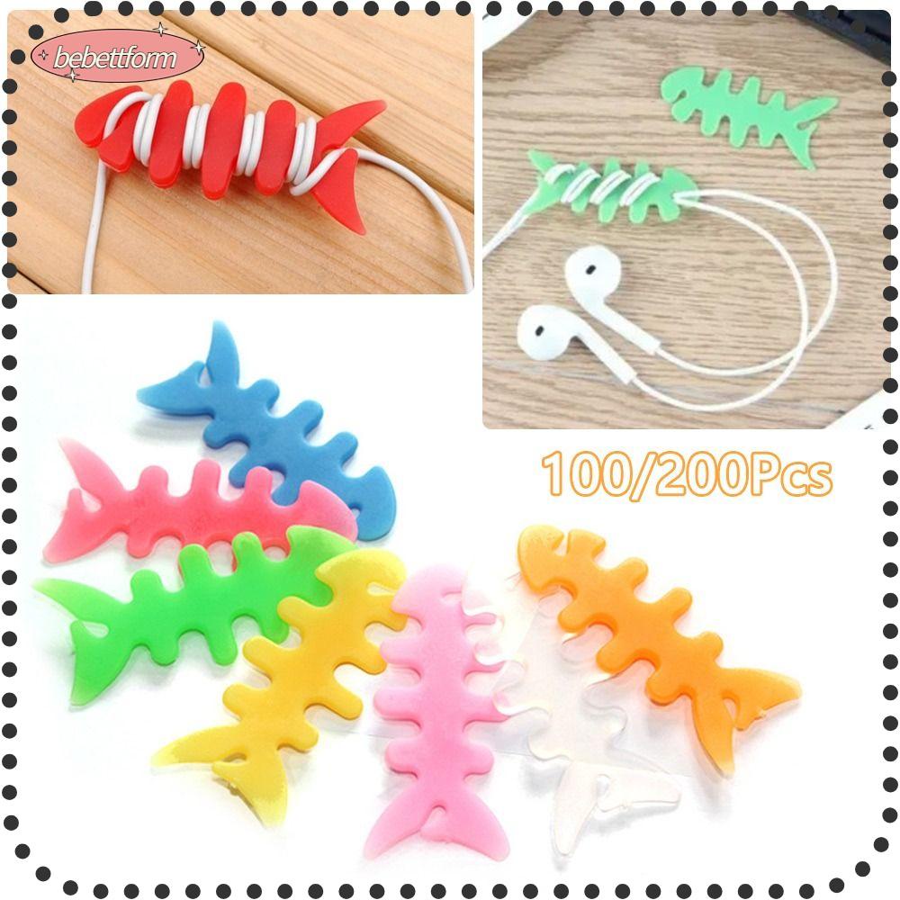 BEBETTERM Set 100 / 200 Dây Quấn Tai Nghe Chống Rối Hình Xương Cá