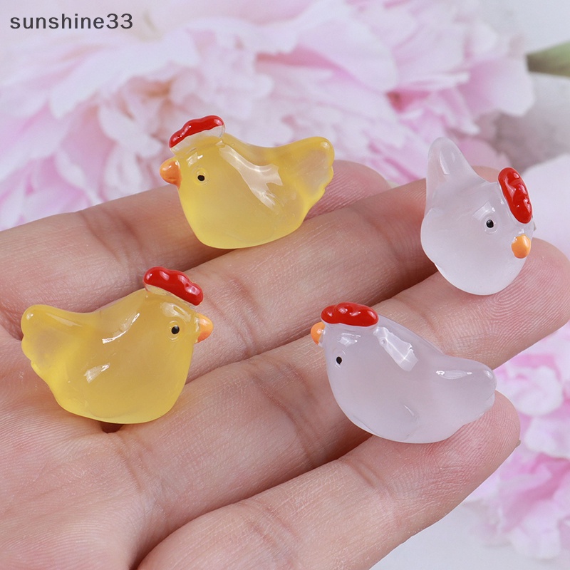 Bộ 3 Tượng Gà Con Dạ Quang Dễ Thương Dùng Trang Trí Xe Hơi