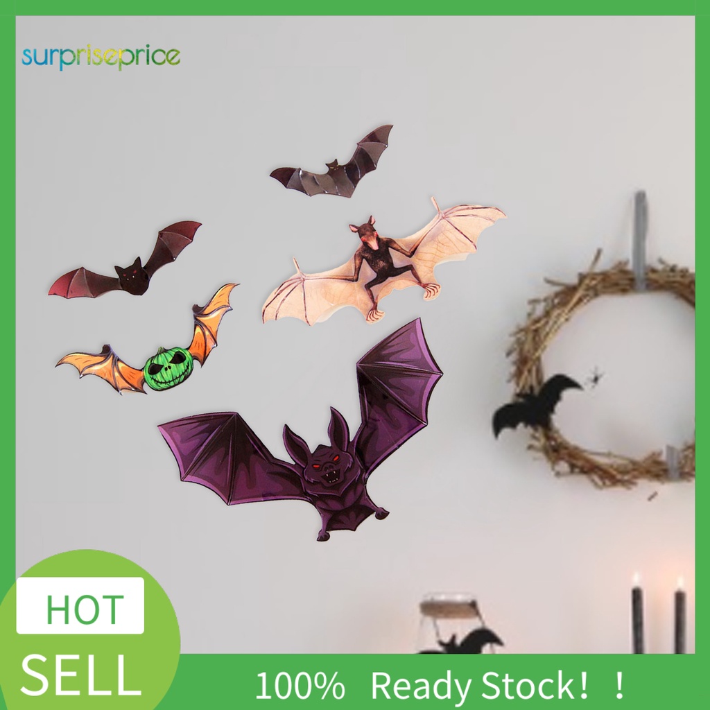 Bộ 12 Miếng Dán Tường Trang Trí Hình Dơi 3D Sáng Tạo Chống Xé Cho Tiệc Halloween