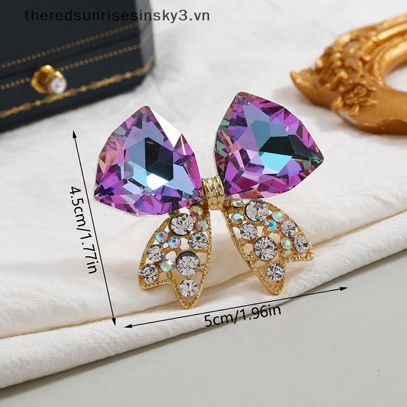 Ghim Cài Áo Hình Nơ Đính Đá Pha Lê / Ngọc Trai Thời Trang Cho Nữ