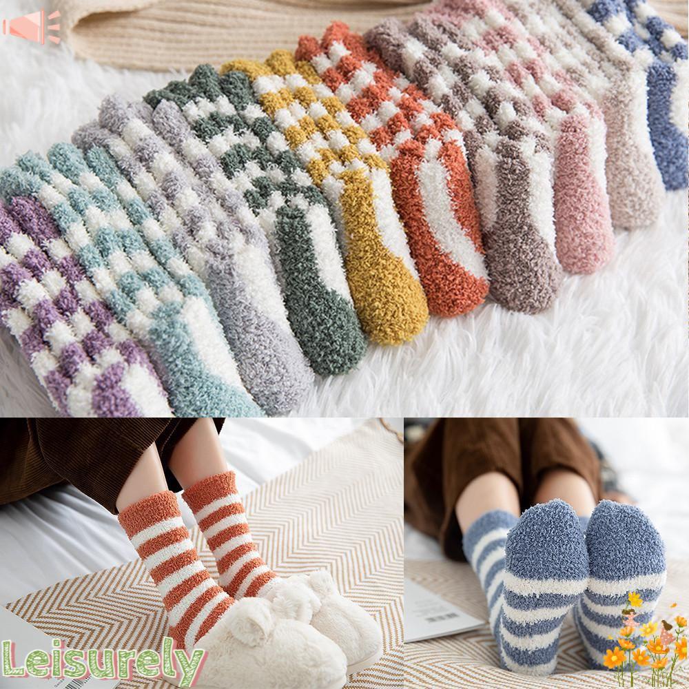 LEILY Set 5 Đôi Tất Nhung Ấm Áp Xinh Xắn Phong Cách Giáng Sinh