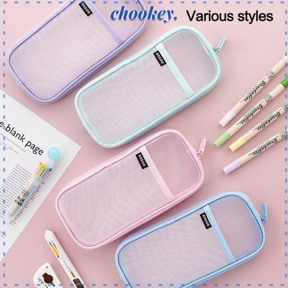 CHOOKEY Túi Đựng Bút Bằng Lưới Trong Suốt Dễ Thương Sức Chứa Lớn