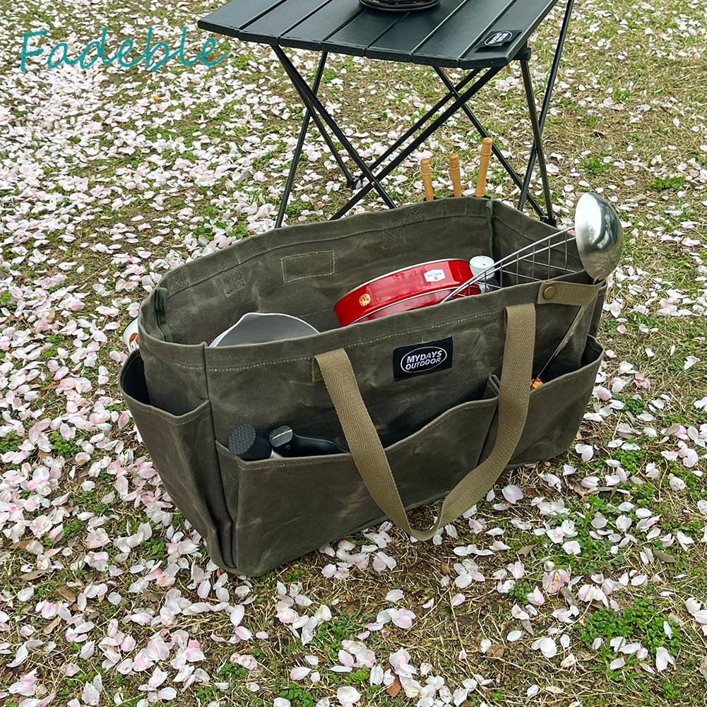 Hộp Đựng Đồ Cắm Trại Nhiều Ngăn Bằng Vải Canvas Chống Nước Có Thể Gấp Gọn