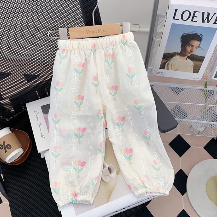 Bộ Áo Sát Nách + Quần Dài Cột Dây Phong Cách Phương Tây Thời Trang Mùa Hè 2023 Mới Cho Bé Gái