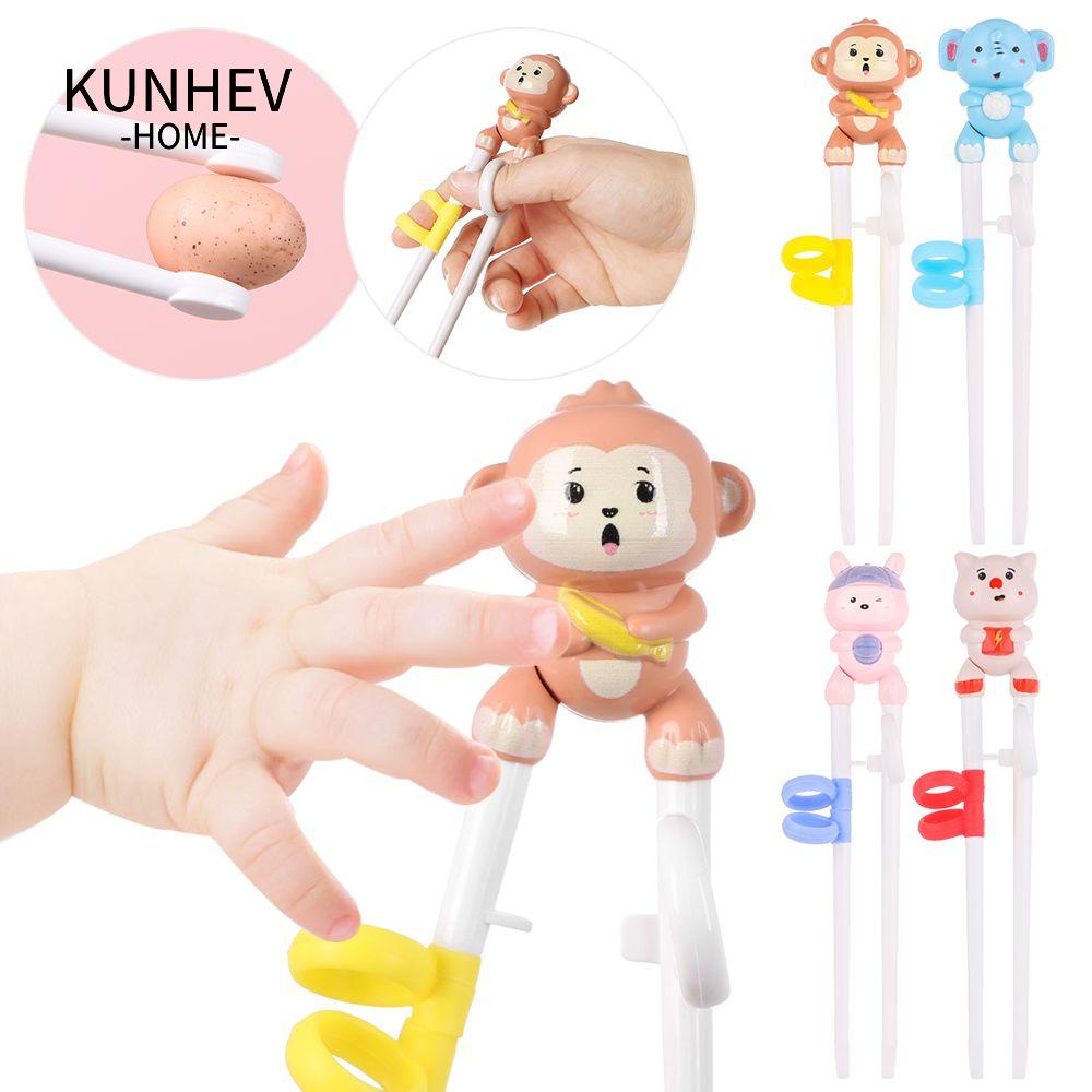 KUNHEV 1 Cặp Đũa Tập Ăn Họa Tiết Hoạt Hình Đáng Yêu Dành Cho Trẻ