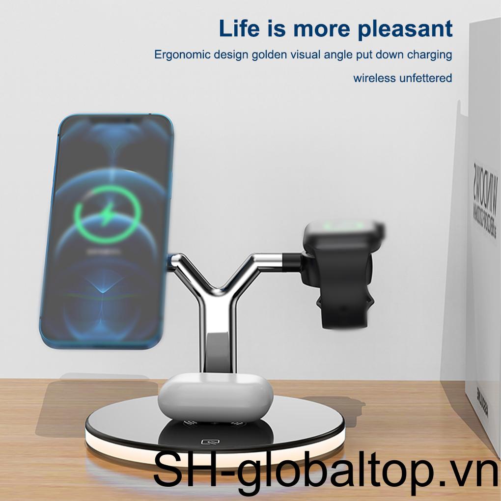 Đế Sạc Không Dây Type-C 3 Trong 1 Tự Động Thay Thế Cho Đồng Hồ