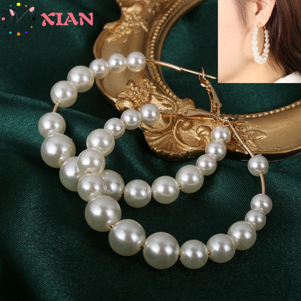 XIANTIN Bông Tai Dạng Vòng Đính Ngọc Trai Thời Trang Dành Cho Nữ