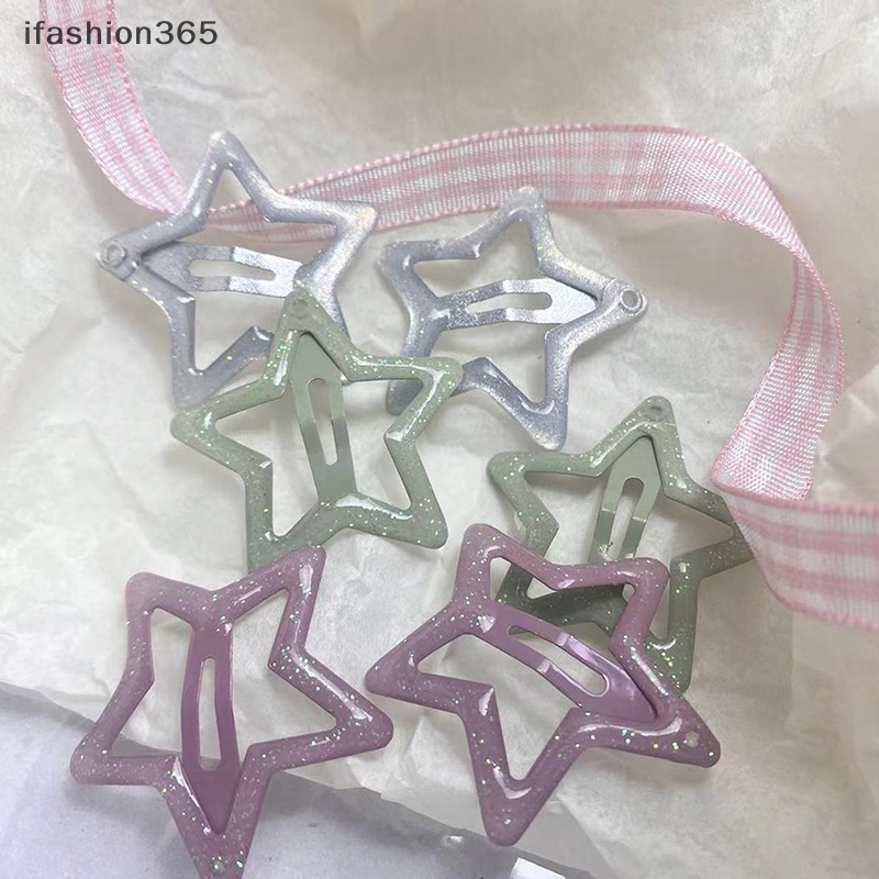 Set 2 Kẹp Tóc Kim Loại Hình Ngôi Sao Nhiều Màu Sắc Lấp Lánh Thời Trang Cho Nữ Y2K ifashion365
