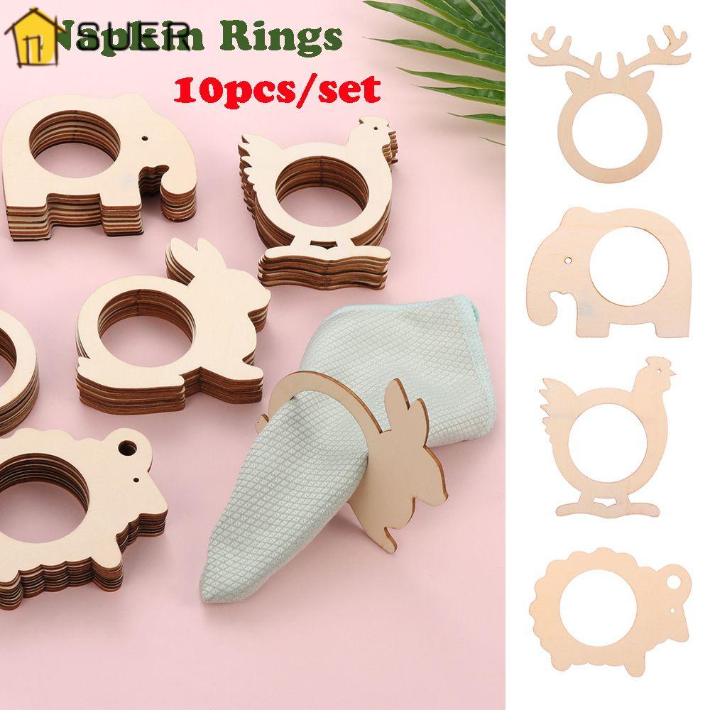SUENIN Set 10 Vòng Giữ Khăn Ăn Bằng Gỗ Dùng Cho Nhà Bếp / Quán Bar / Tiệc Sinh Nhật DIY