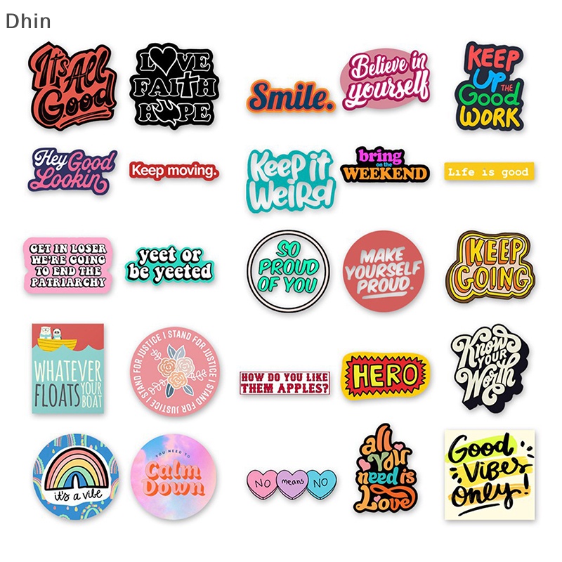 Set 50 Miếng Dán Decal In Câu Nói Truyền Cảm Hứng Tiếng Anh Độc Đáo