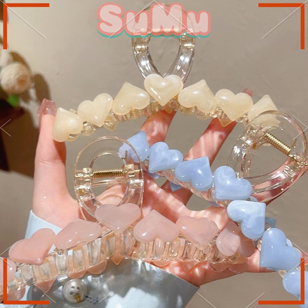 SUMU Kẹp Tóc Hình Trái Tim Bằng Nhựa Acrylic Trong Suốt Trọng Lượng Nhẹ Cho Nữ